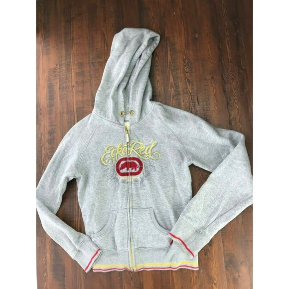 Women's ECHO RED Gray Hoodie Hooded Jacket Medium - Picture 4 of 8